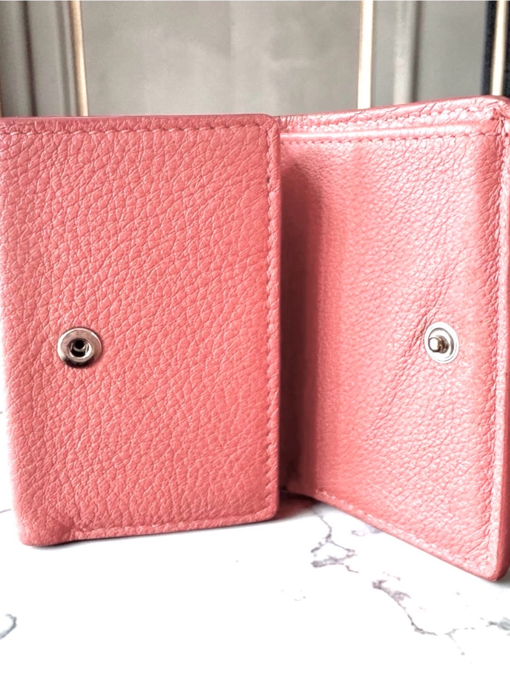 Balenciaga Pink Pebbled Leather Compact Wallet - Picture 6 of 8